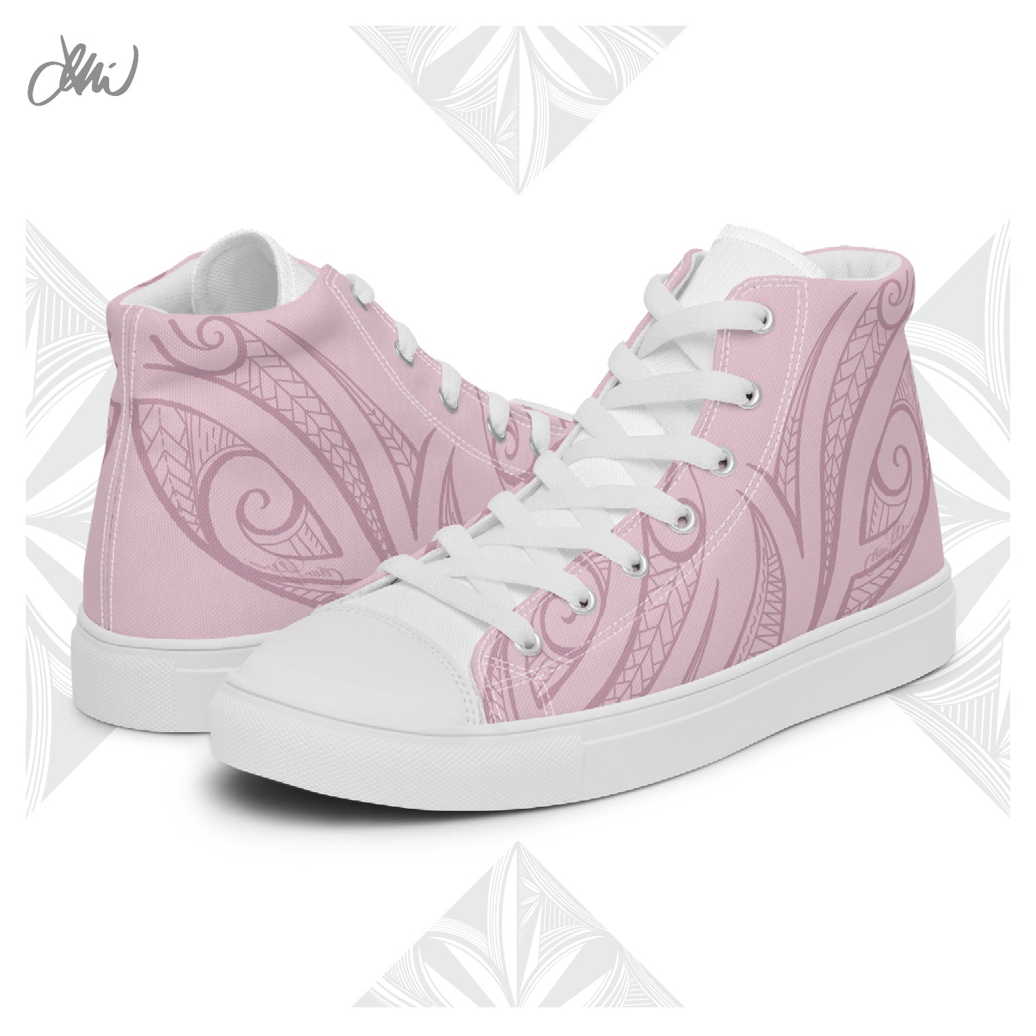 Pink Pasifika Men’s high top canvas shoes