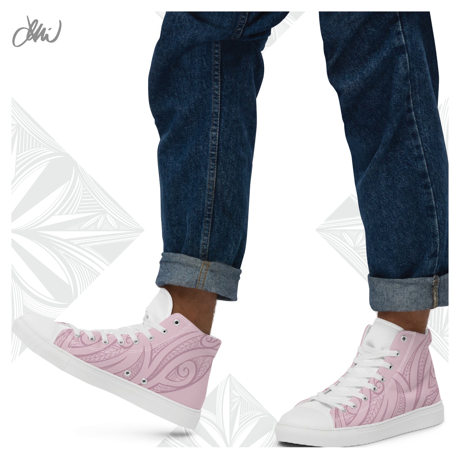 Pink Pasifika Men’s high top canvas shoes