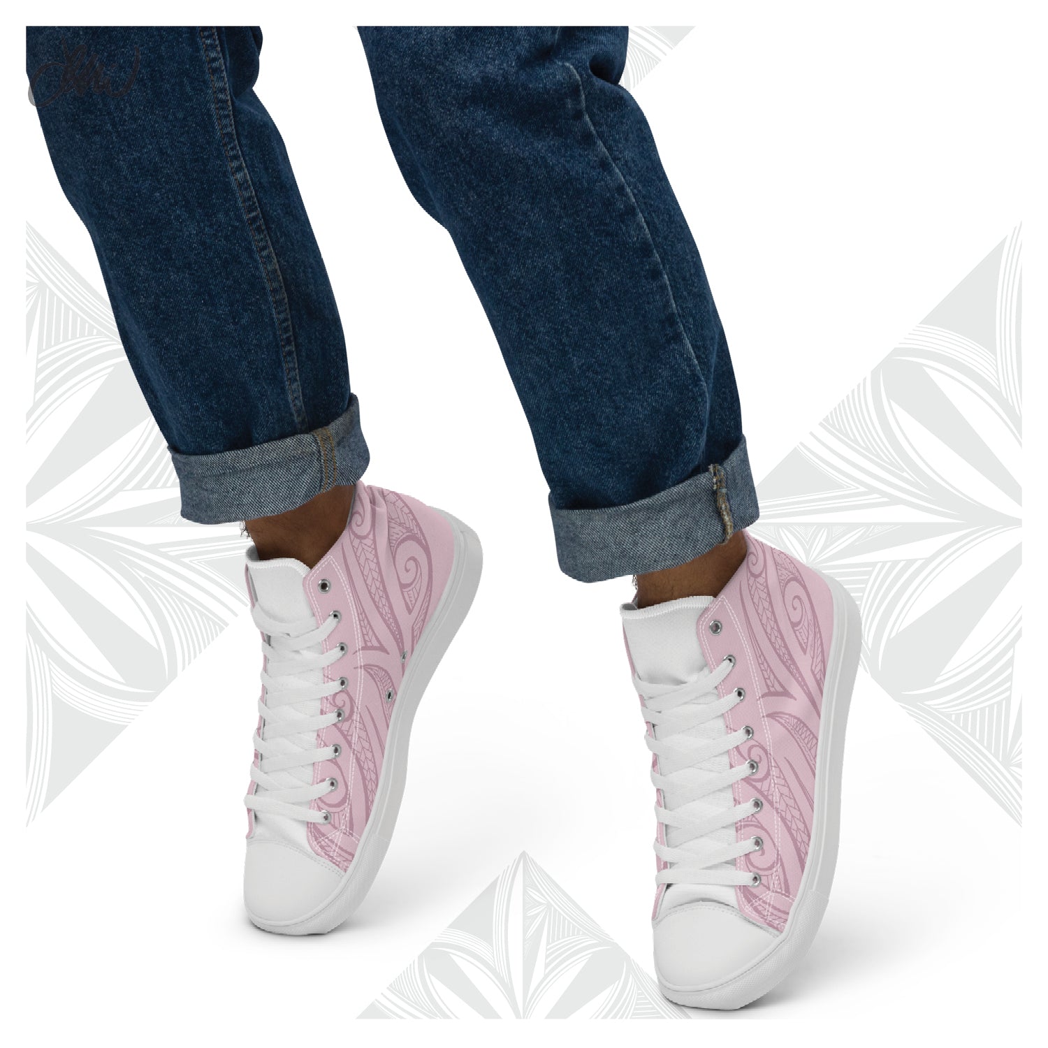 Pink Pasifika Men’s high top canvas shoes