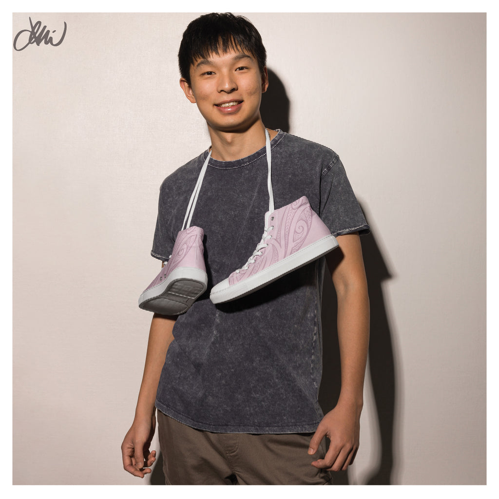 Pink Pasifika Men’s high top canvas shoes