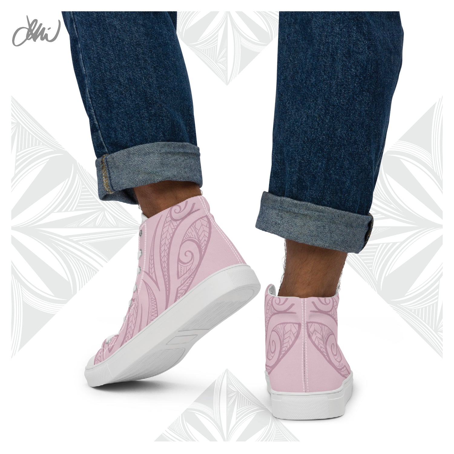 Pink Pasifika Men’s high top canvas shoes