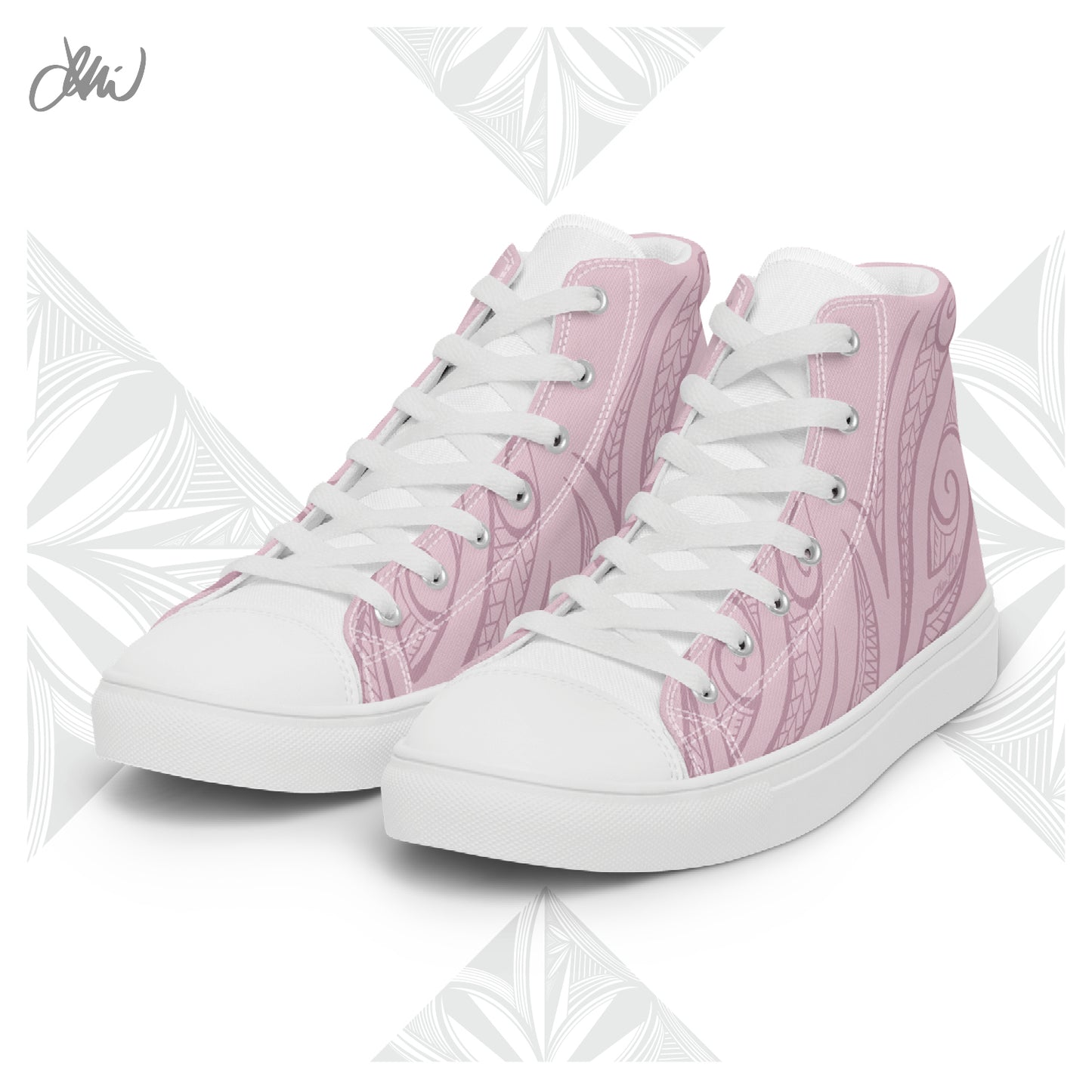 Pink Pasifika Men’s high top canvas shoes