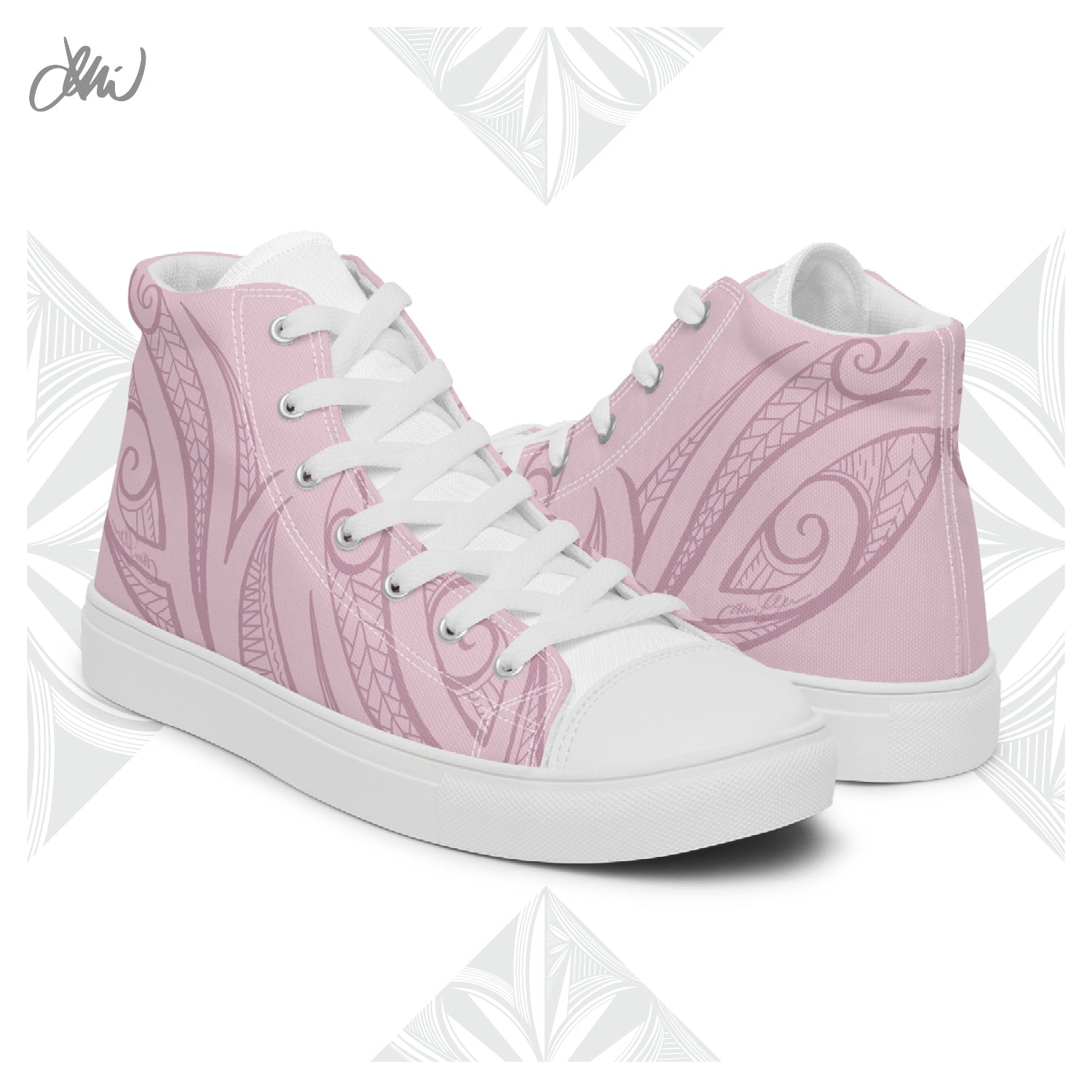 Pink Pasifika Men’s high top canvas shoes