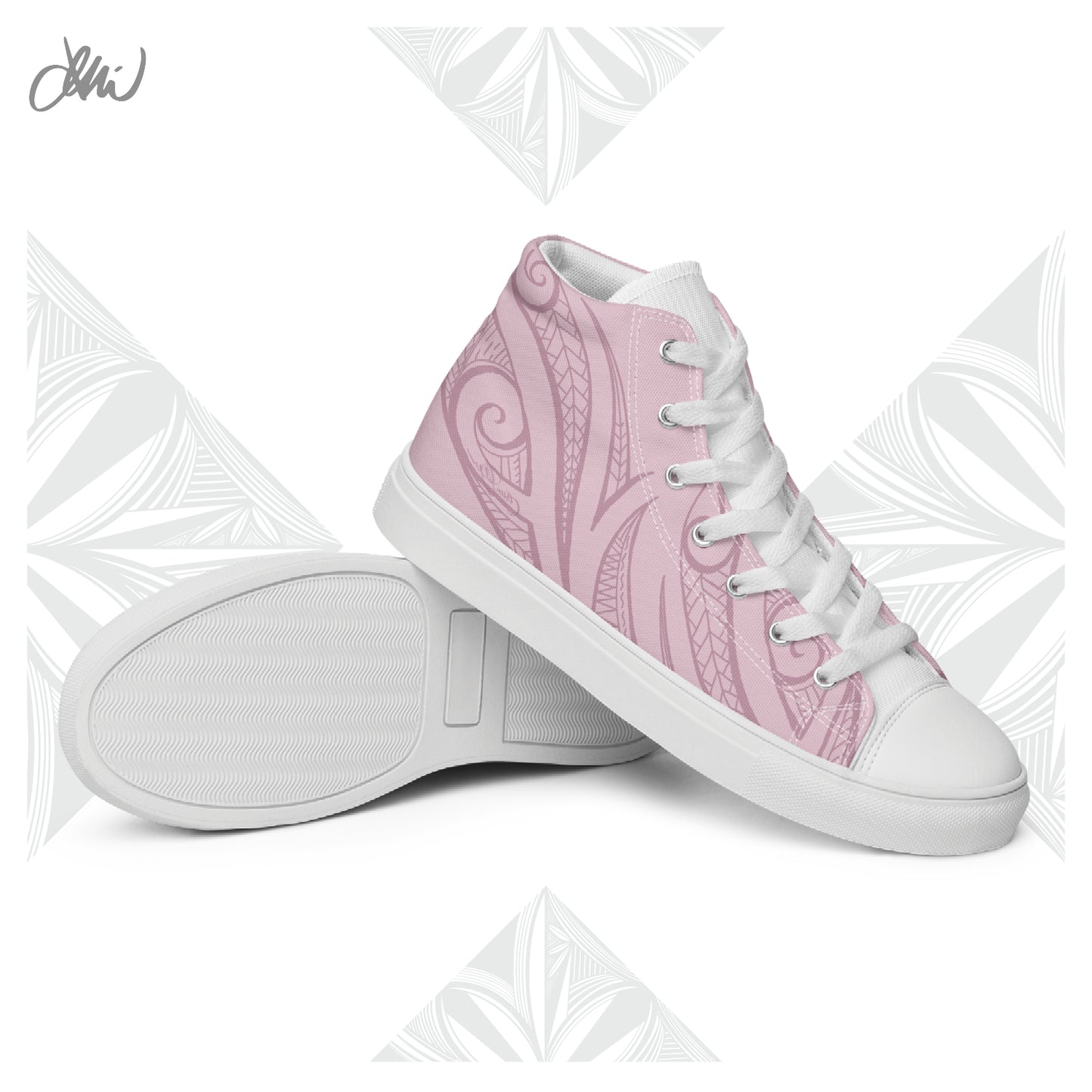 Pink Pasifika Men’s high top canvas shoes