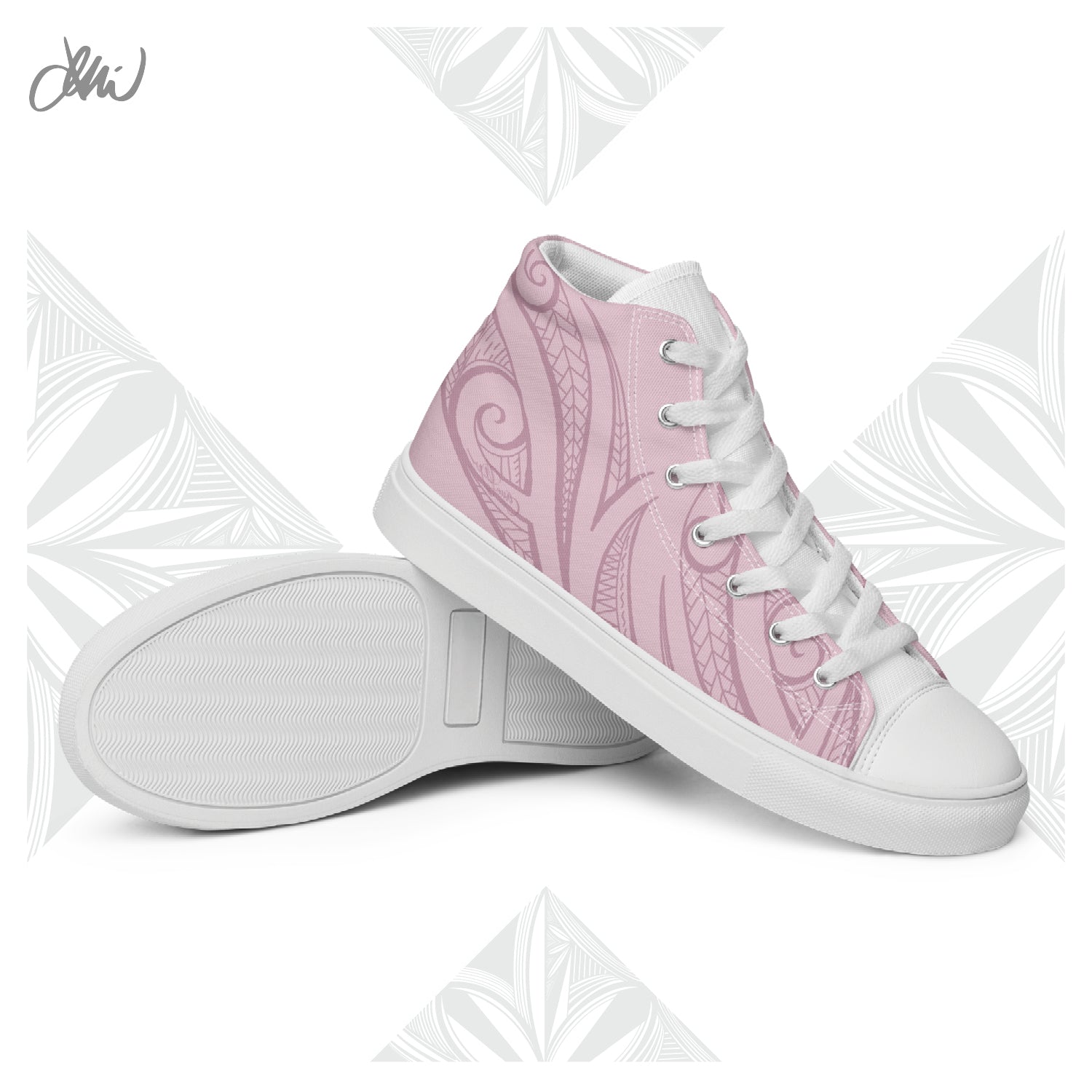 Pink Pasifika Women’s high top canvas shoes