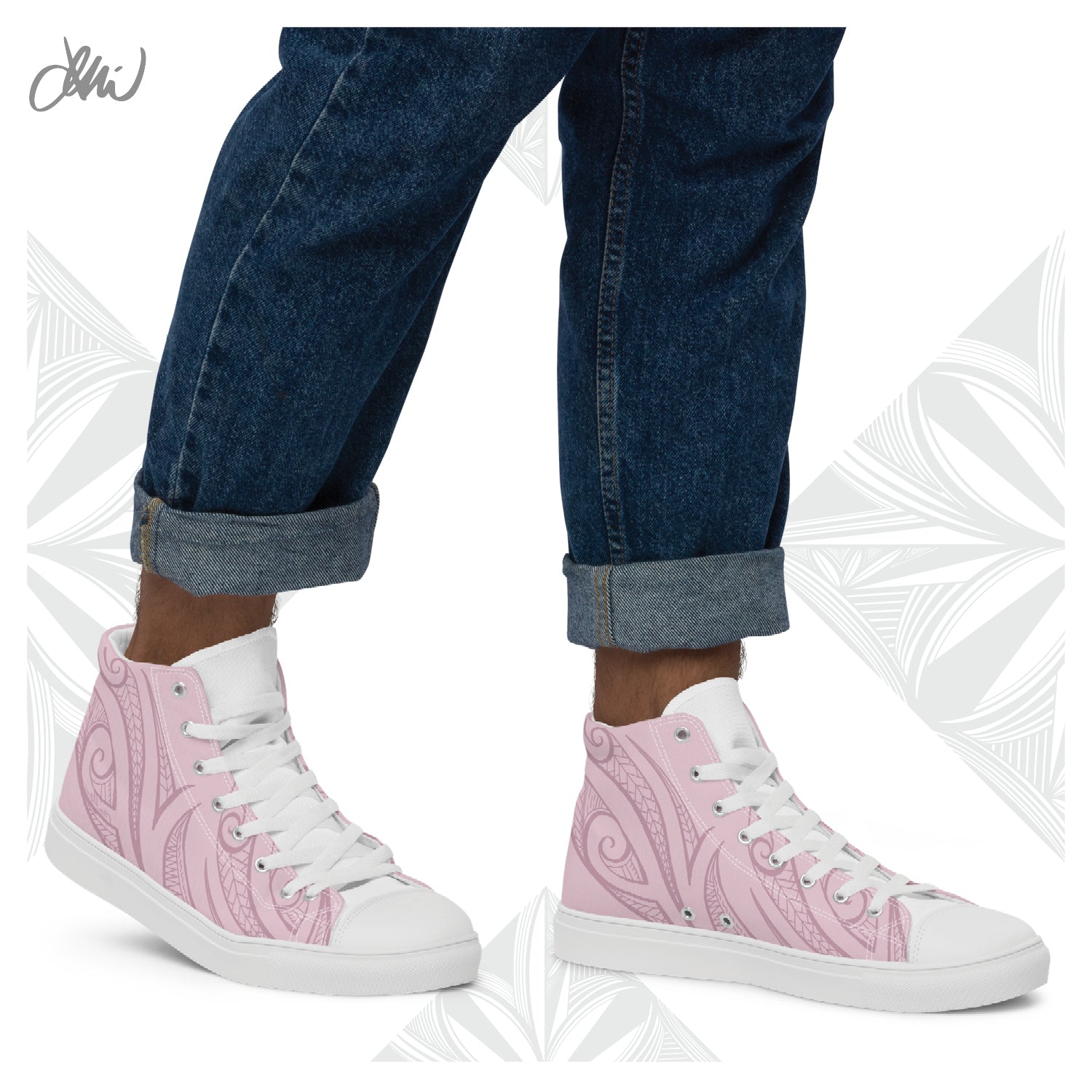 Pink Pasifika Men’s high top canvas shoes