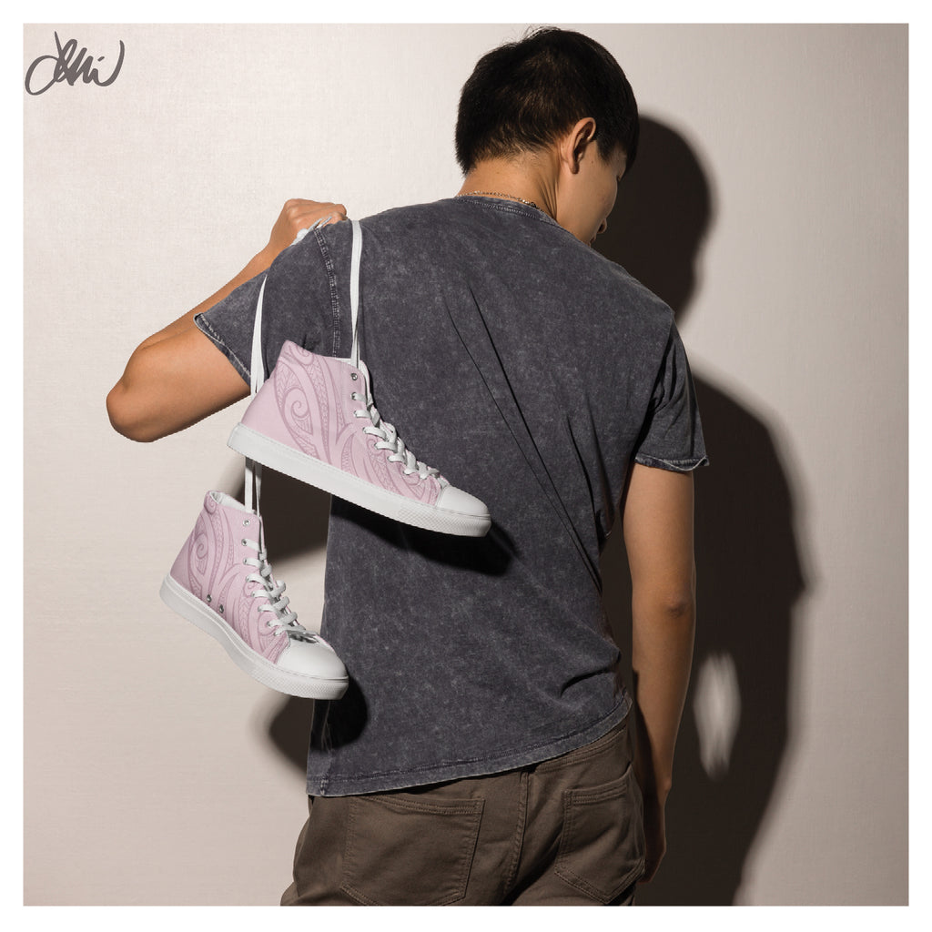 Pink Pasifika Men’s high top canvas shoes