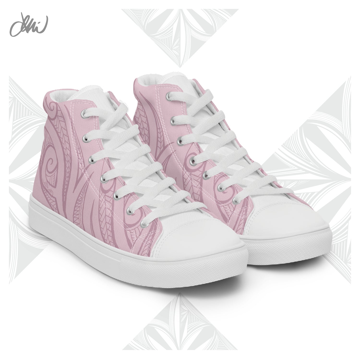 Pink Pasifika Men’s high top canvas shoes