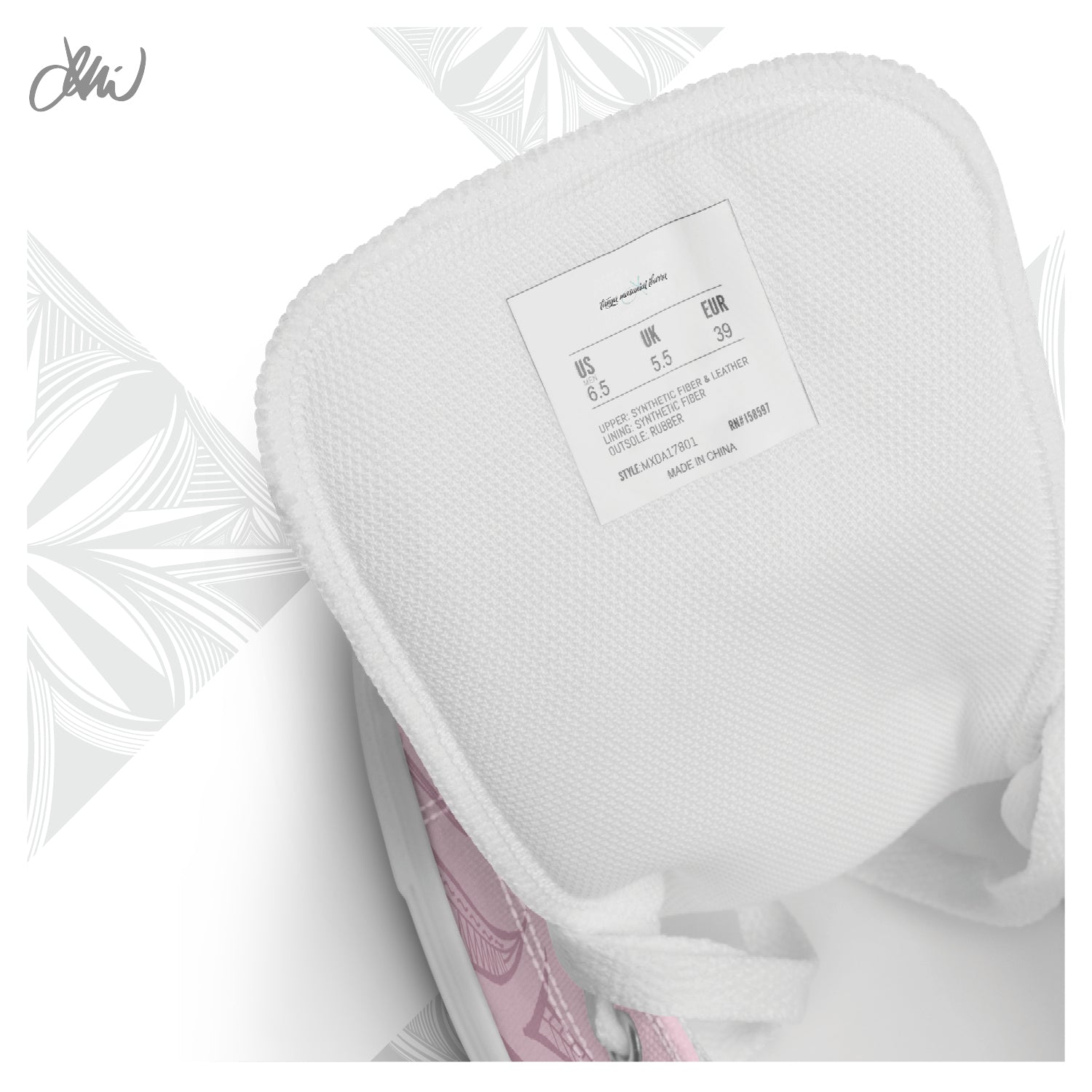 Pink Pasifika Men’s high top canvas shoes