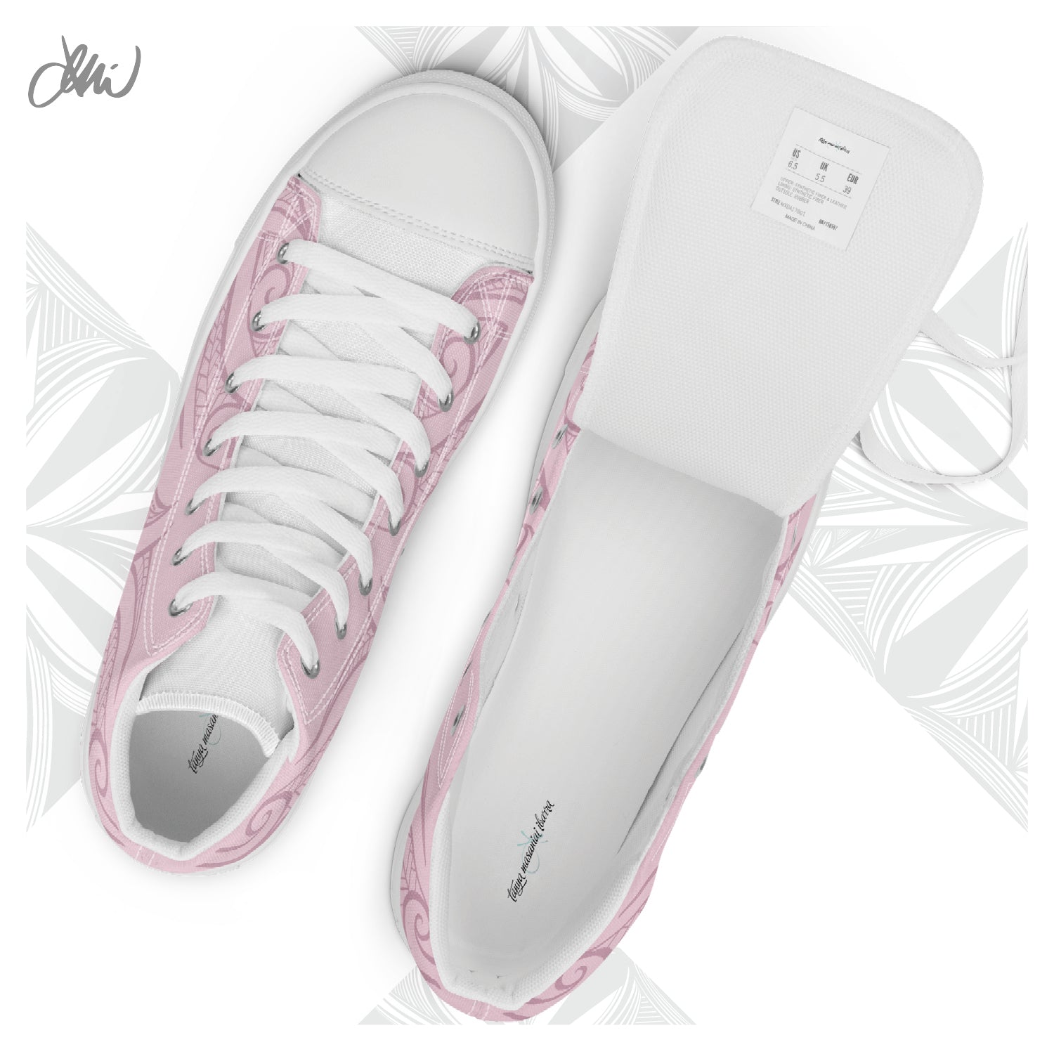 Pink Pasifika Men’s high top canvas shoes