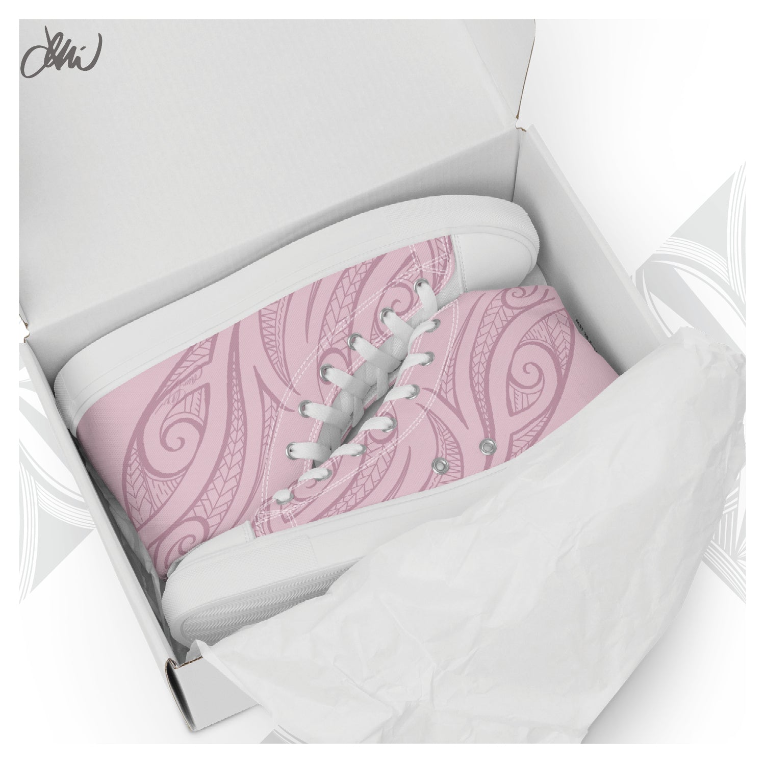 Pink Pasifika Men’s high top canvas shoes