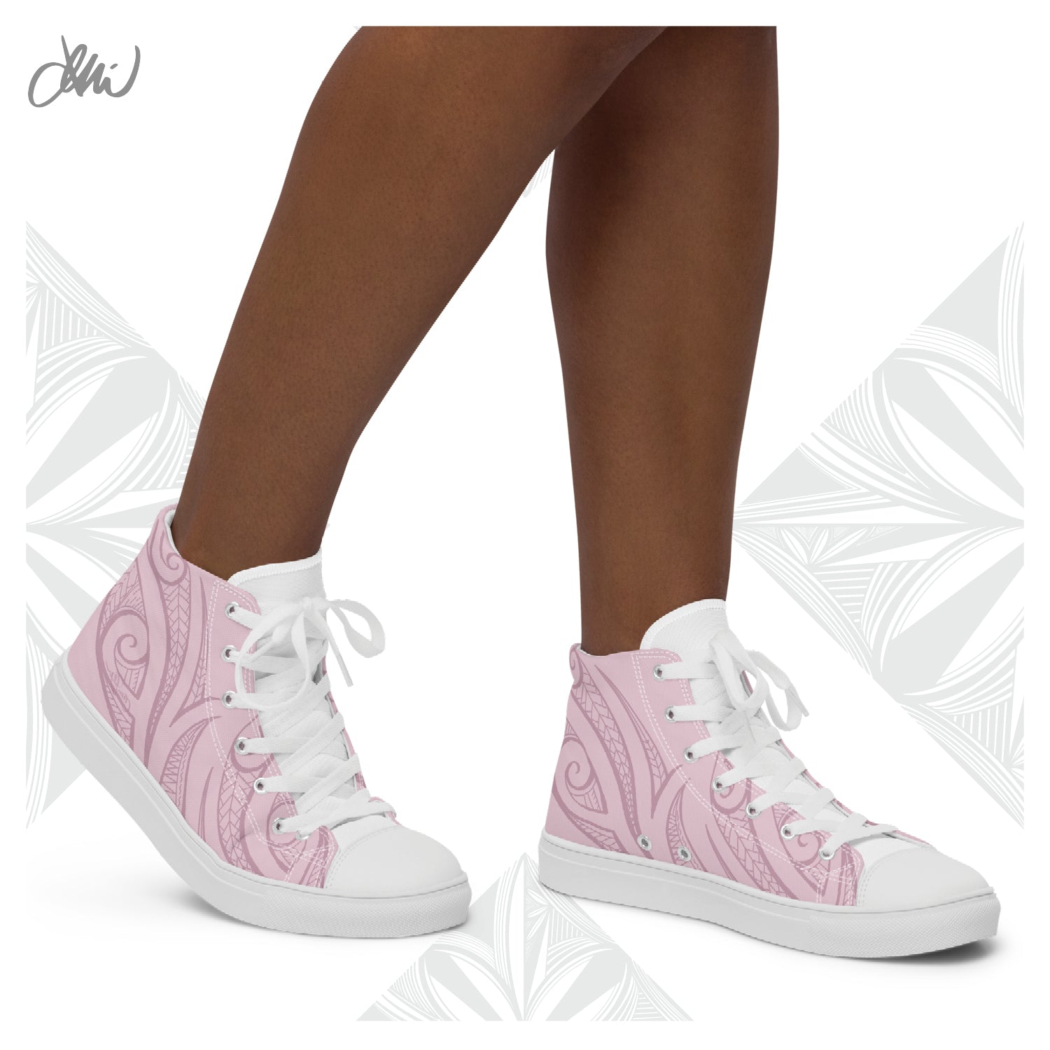 Pink Pasifika Women’s high top canvas shoes