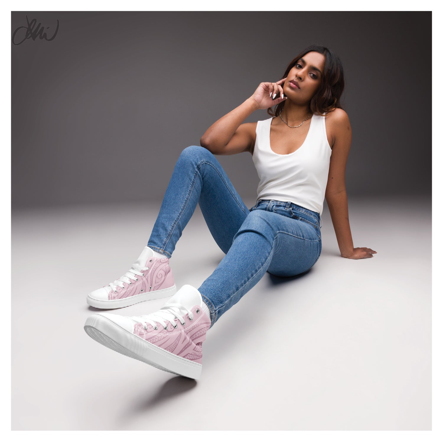 Pink Pasifika Women’s high top canvas shoes