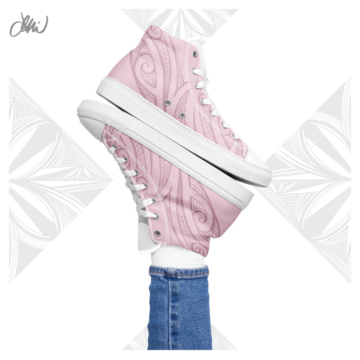 Pink Pasifika Women’s high top canvas shoes