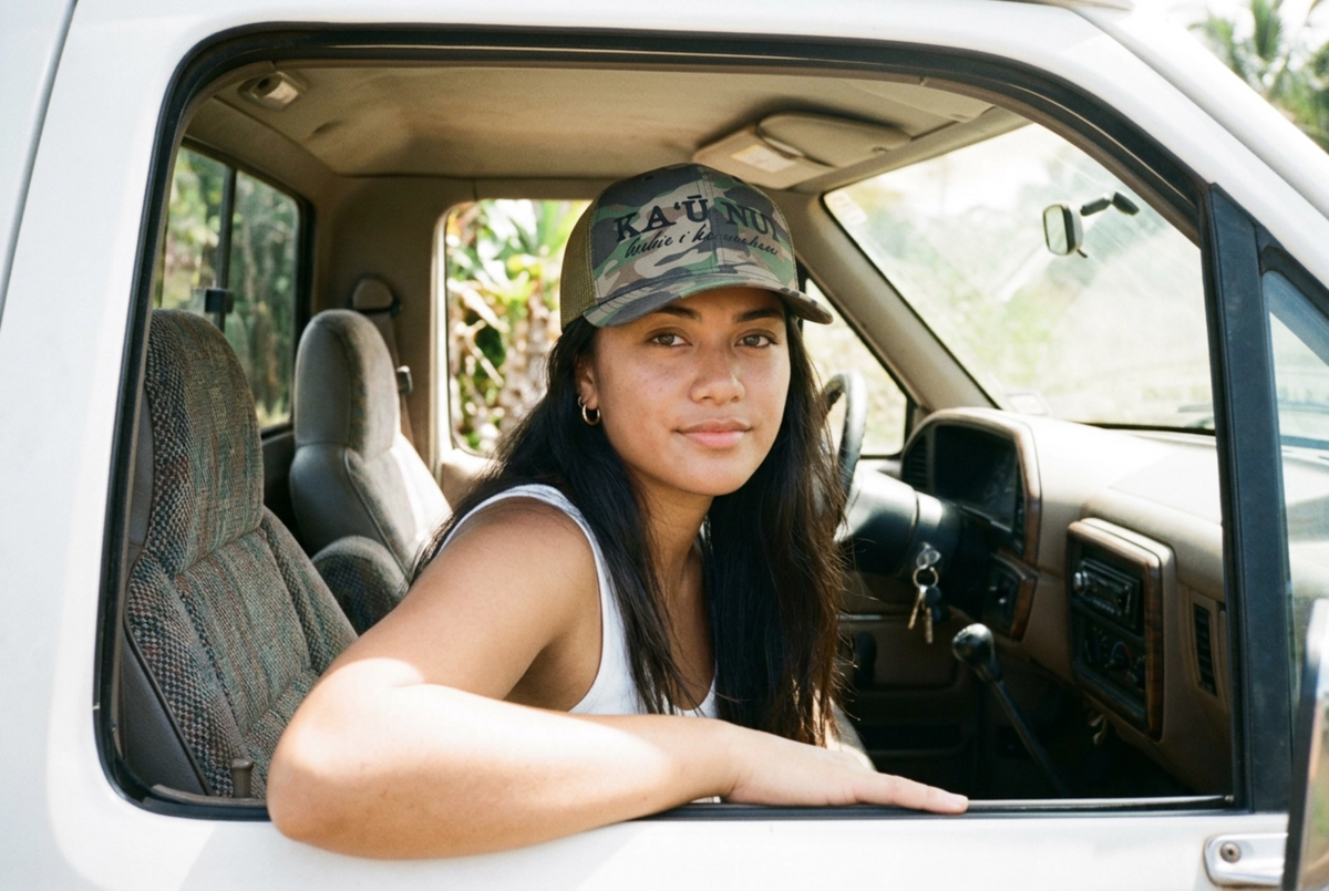 Kau Nui Camo Hat Hawaiian Embroidered Cap Ka'u Hawaii Gift Camouflage Dad Hat Pacific Island Hat Local Hawaii Clothing Gift for Him Her Mens