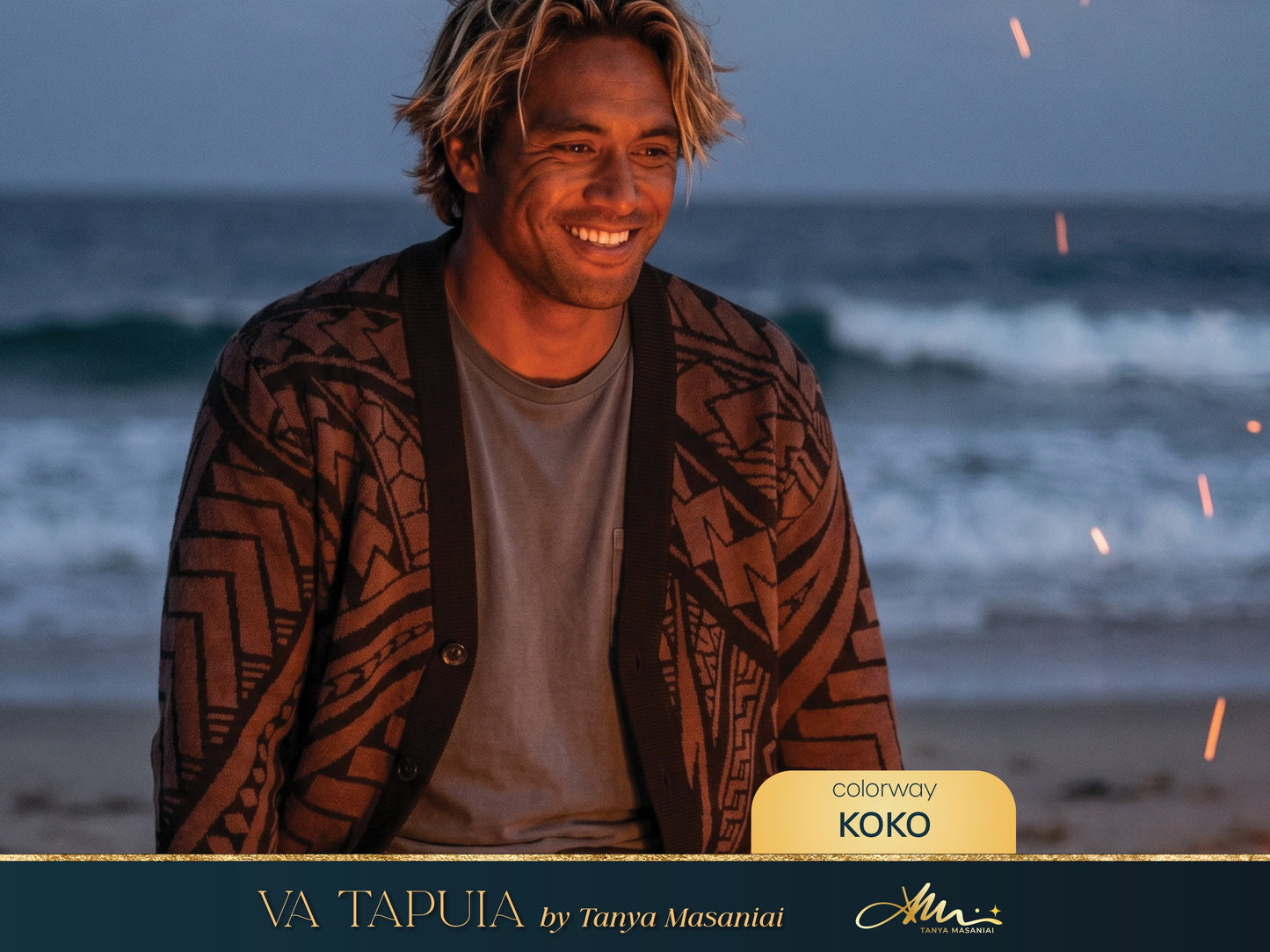 Samoan Tatau Cardigan Button Front Pattern Soft Knit Light Sweater Cultural Gift Pacific Islander Family Reunion Travel Wear