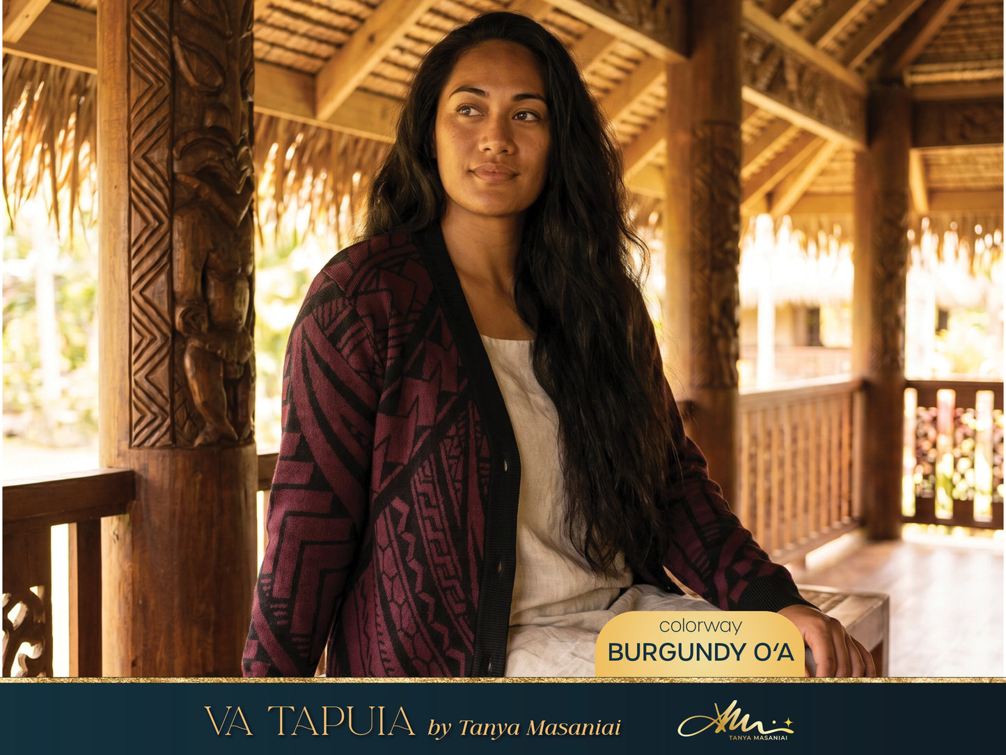 Samoan Tatau Cardigan Button Front Pattern Soft Knit Light Sweater Cultural Gift Pacific Islander Family Reunion Travel Wear
