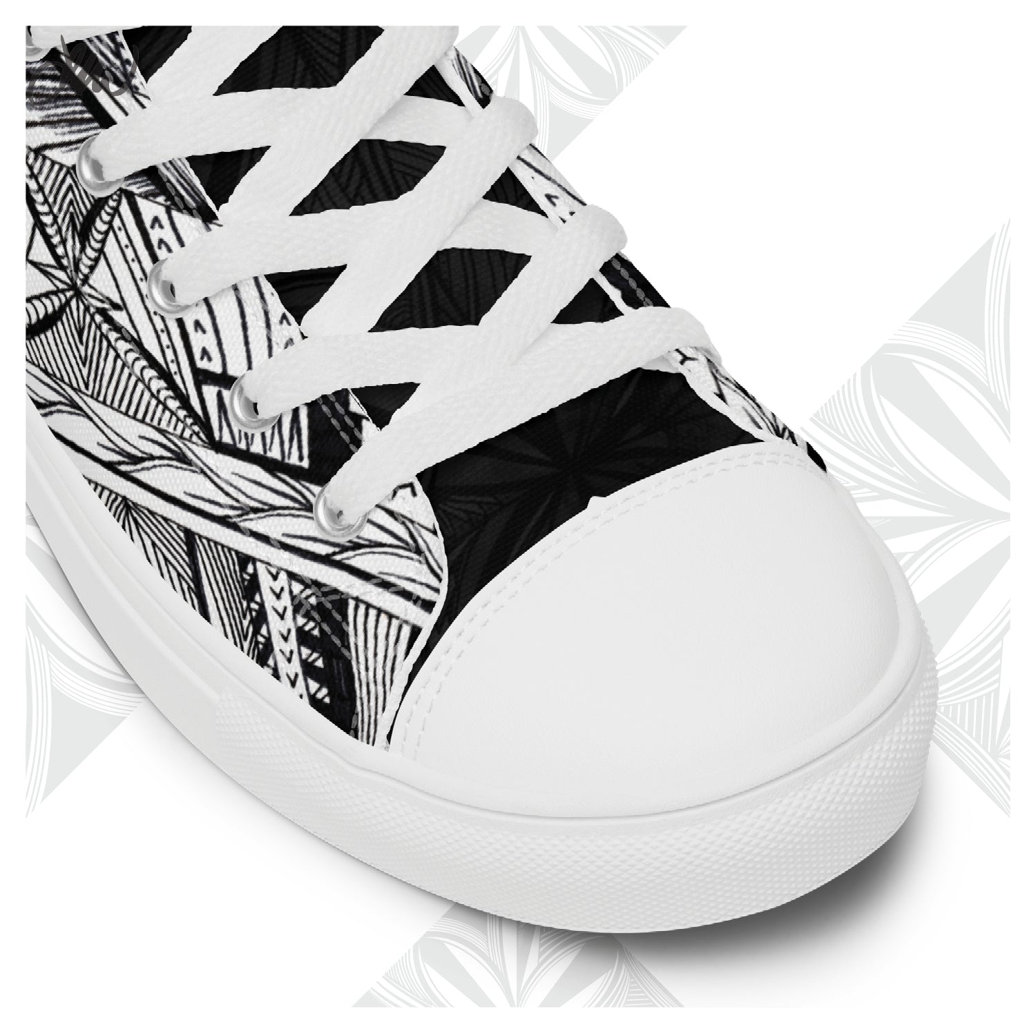 Samoa Tatau Black White Women’s high top canvas shoes