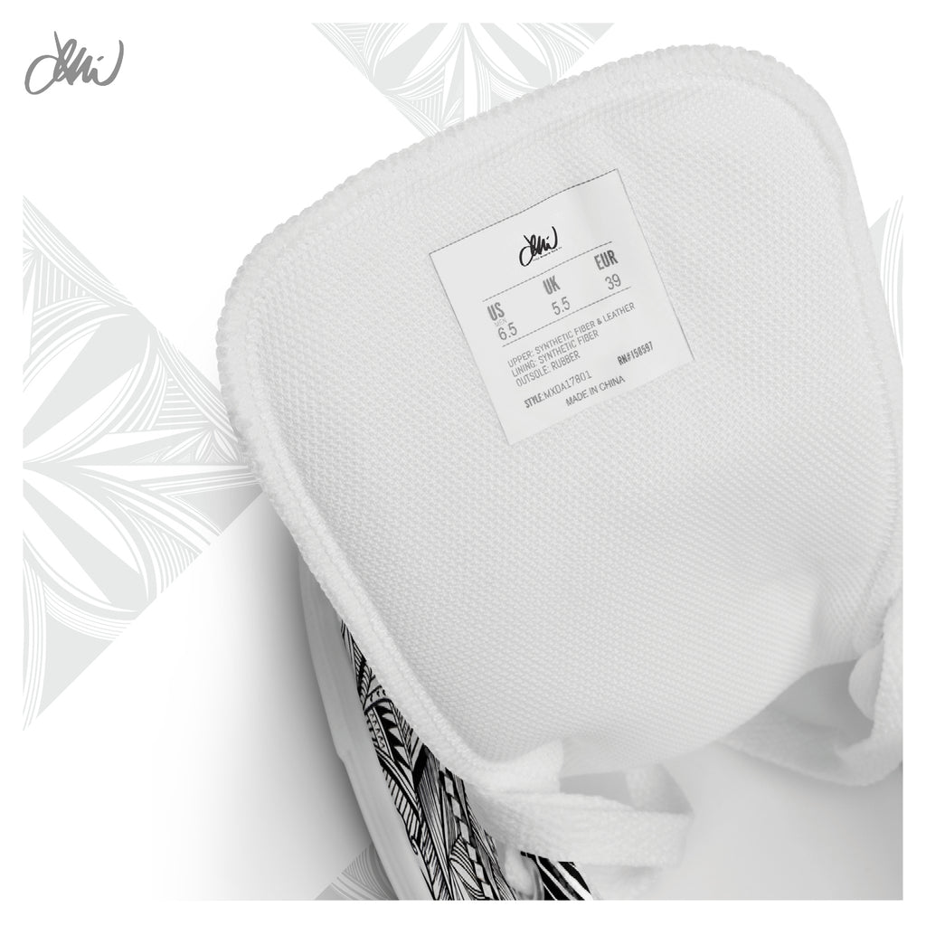 Samoa Tatau Black White Women’s high top canvas shoes