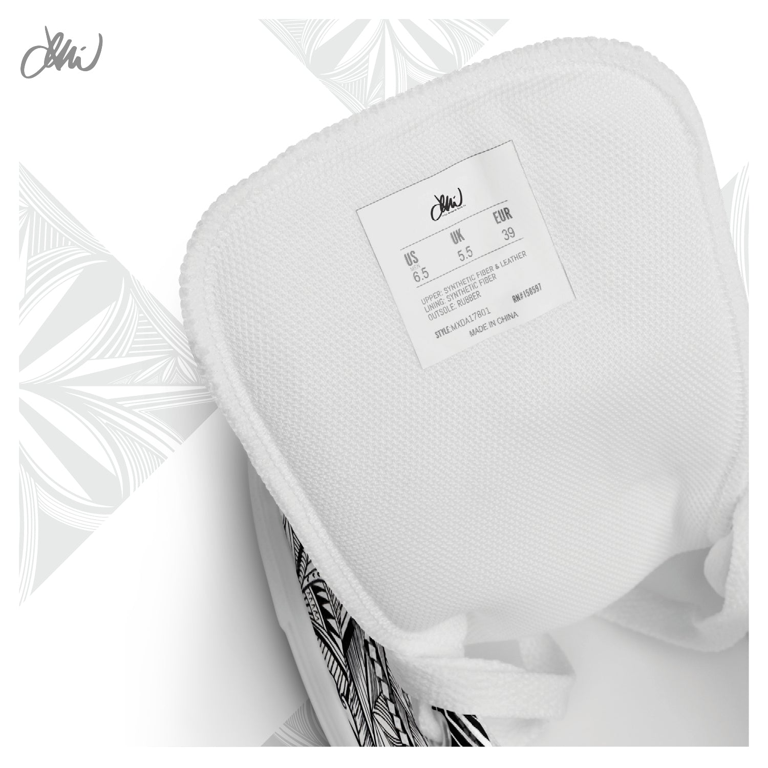 Samoa Tatau Black White Women’s high top canvas shoes