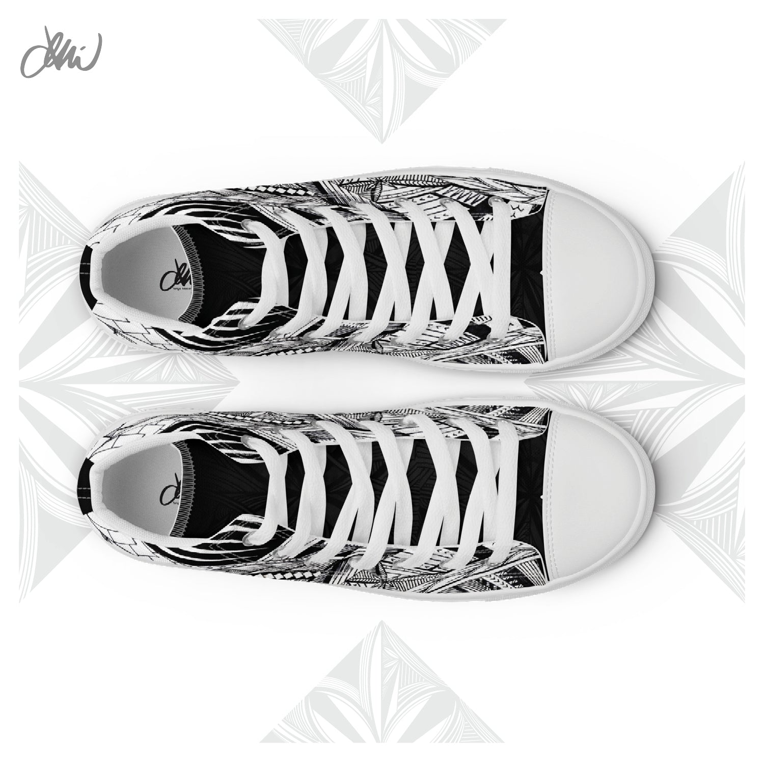 Samoa Tatau Black White Women’s high top canvas shoes