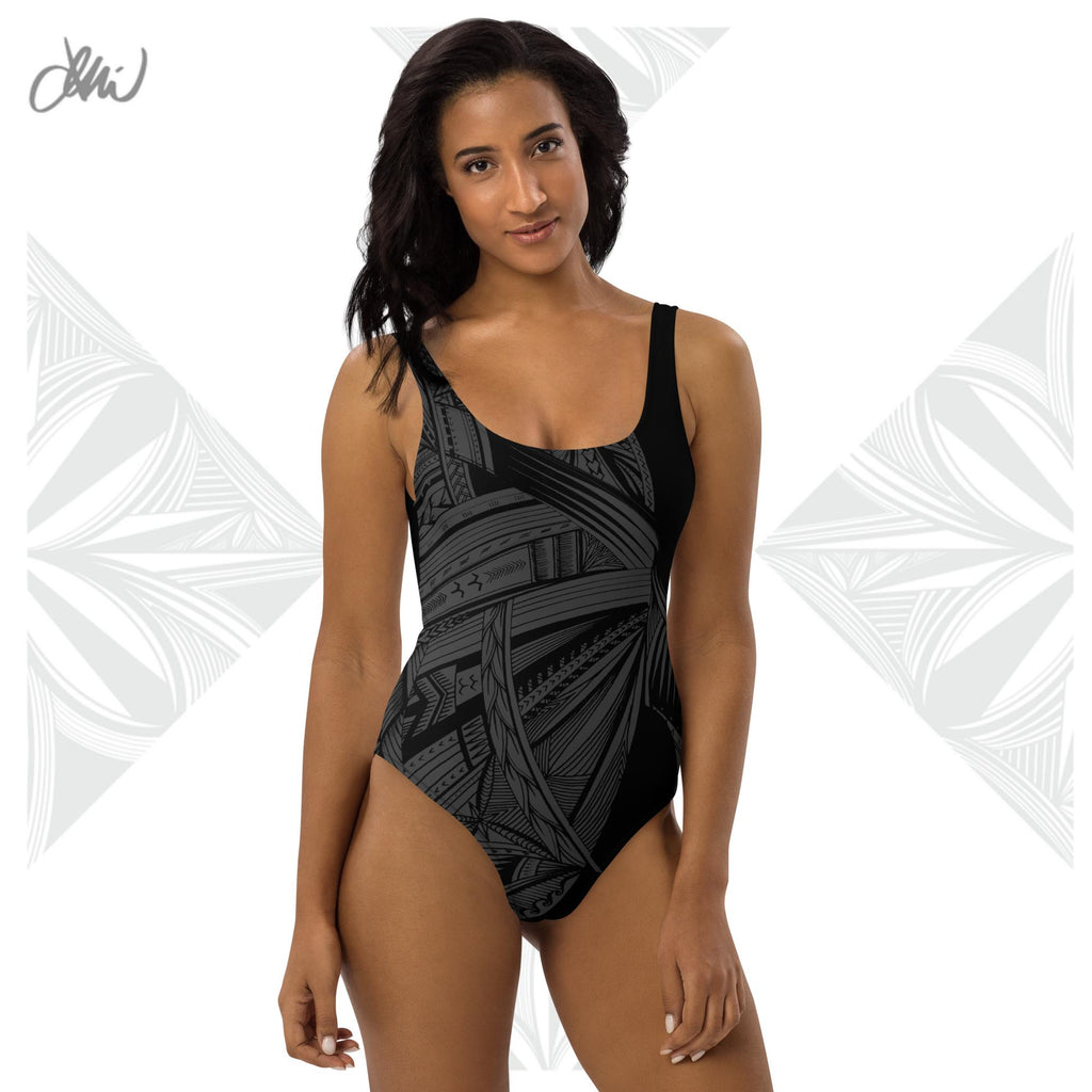 Black Tapa Tatau One-Piece Swimsuit