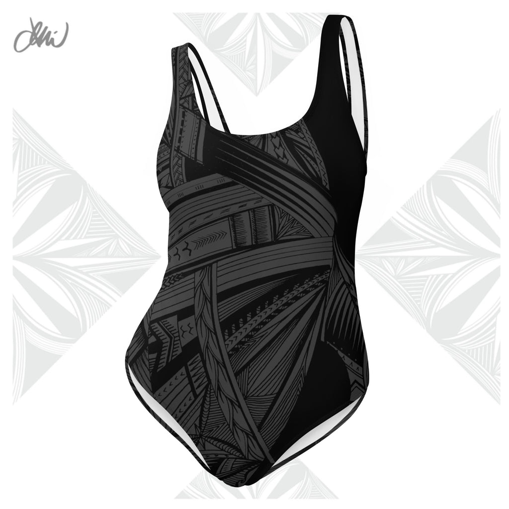 Black Tapa Tatau One-Piece Swimsuit