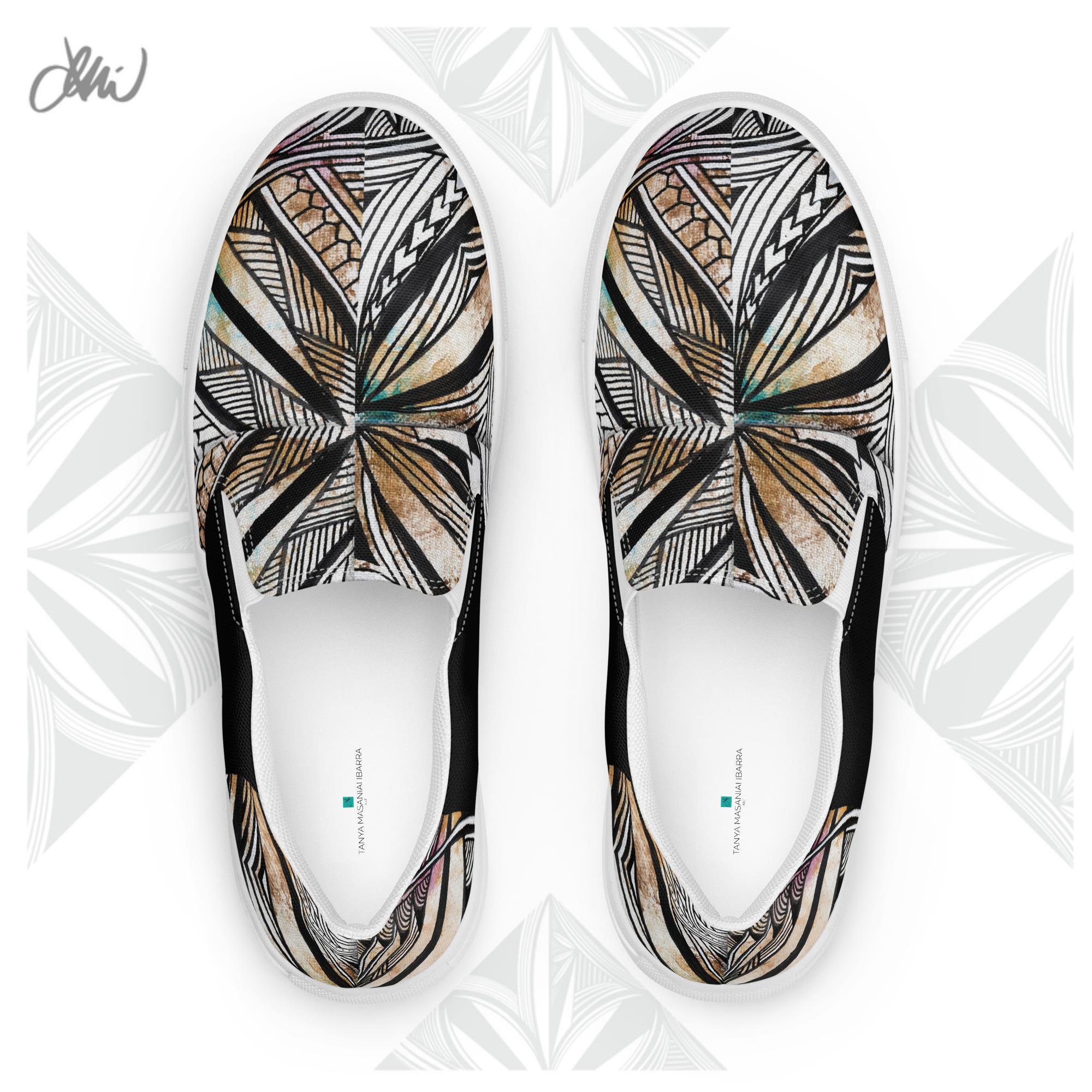 Golden Tapa Samoan Men’s slip-on canvas shoes