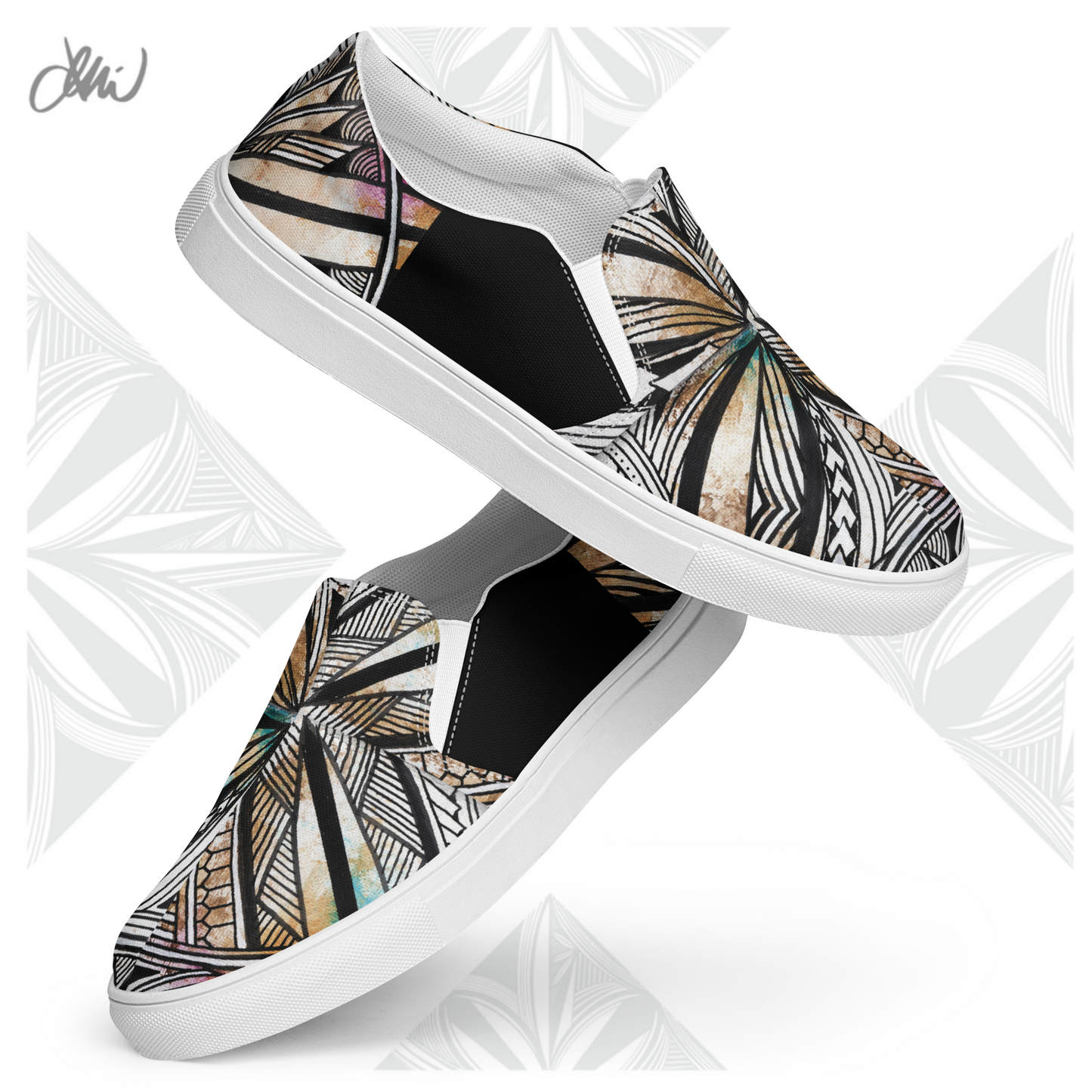 Golden Tapa Samoan Men’s slip-on canvas shoes