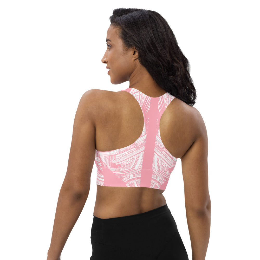 Samoan Tatau Strip Pink sports bra