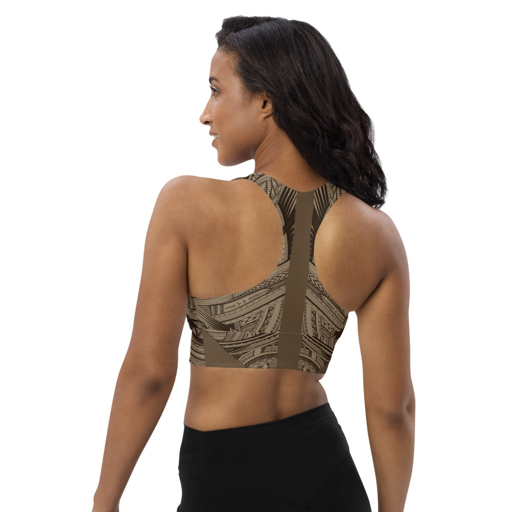Samoan Koko Tatau Strip sports bra