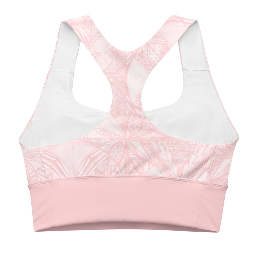 Samoan Tapa Pink Longline sports bra