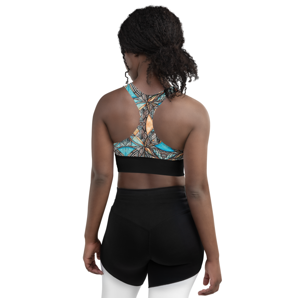 Samoan Blue Tapa sports bra