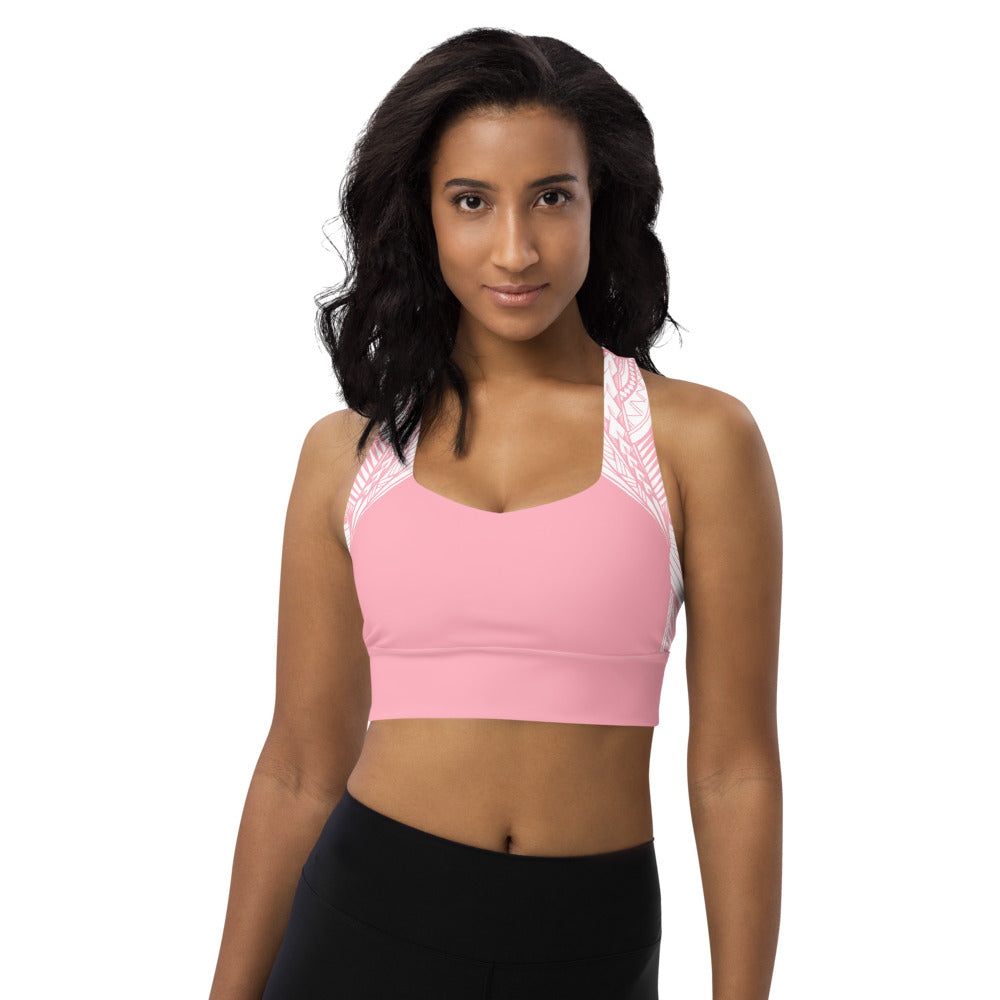 Samoan Tatau Strip Pink sports bra
