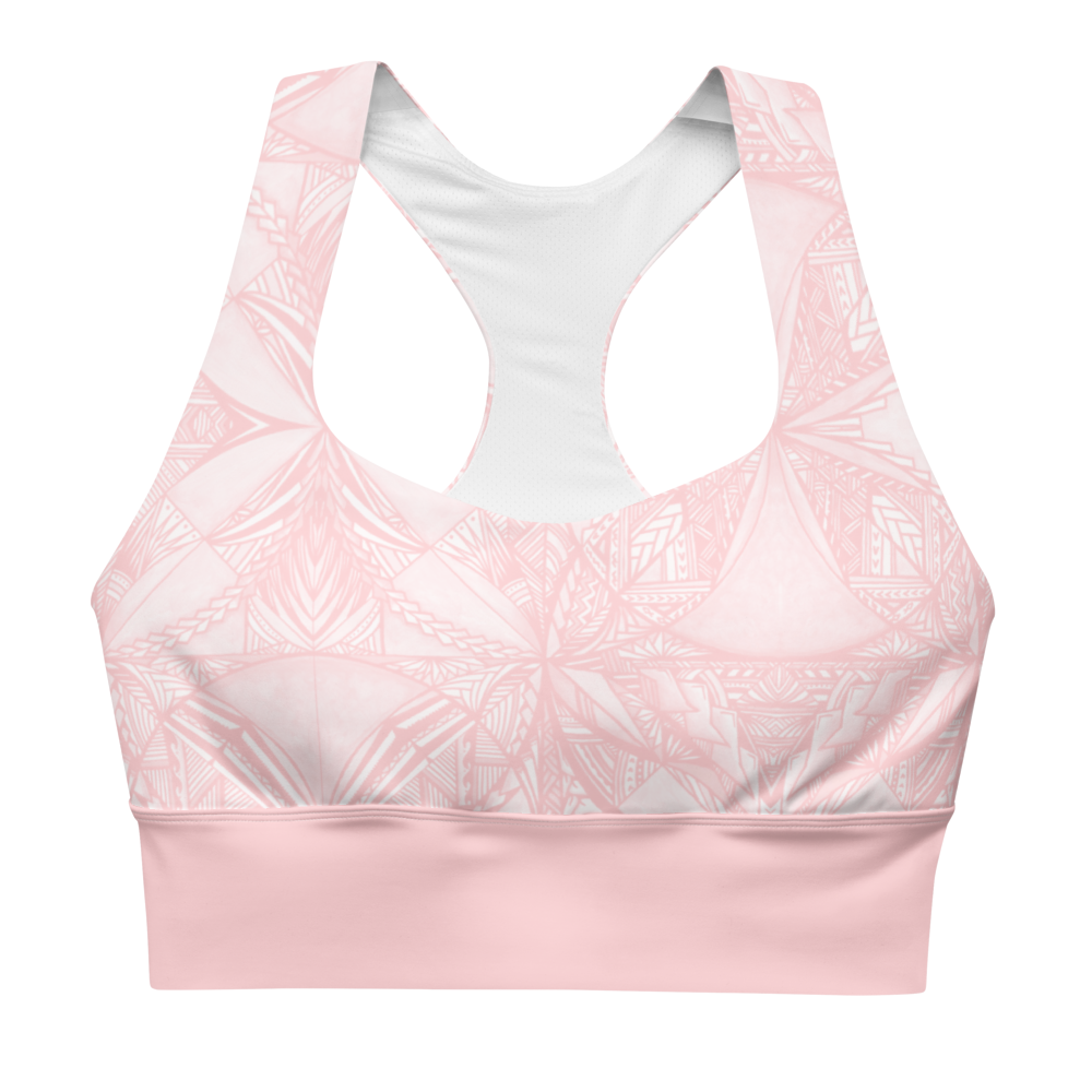 Samoan Tapa Pink Longline sports bra