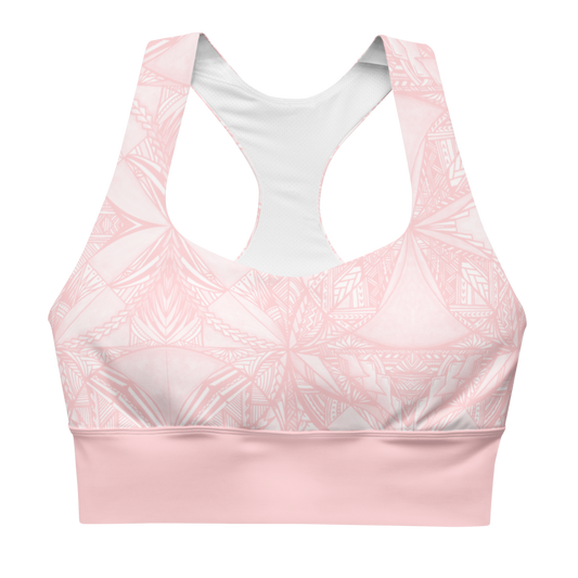 Samoan Tapa Pink Longline sports bra