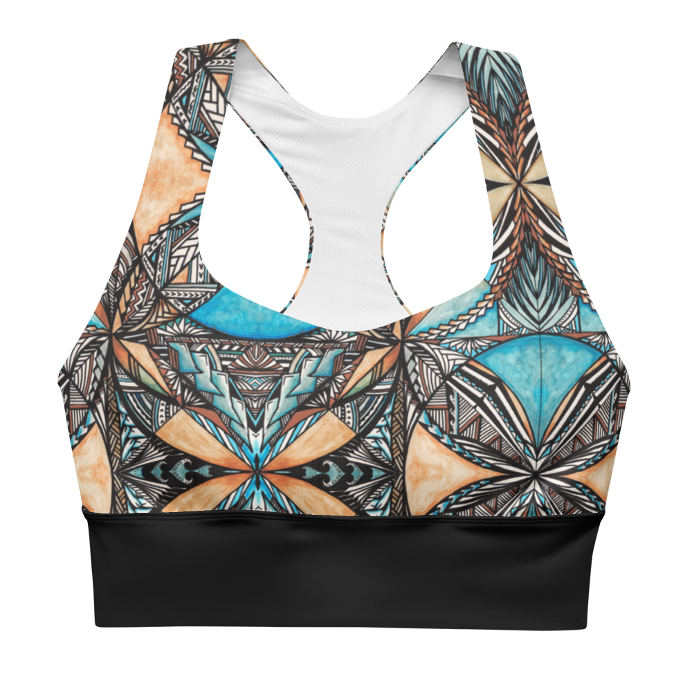 Samoan Blue Tapa sports bra