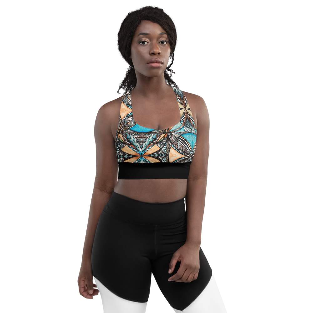 Samoan Blue Tapa sports bra