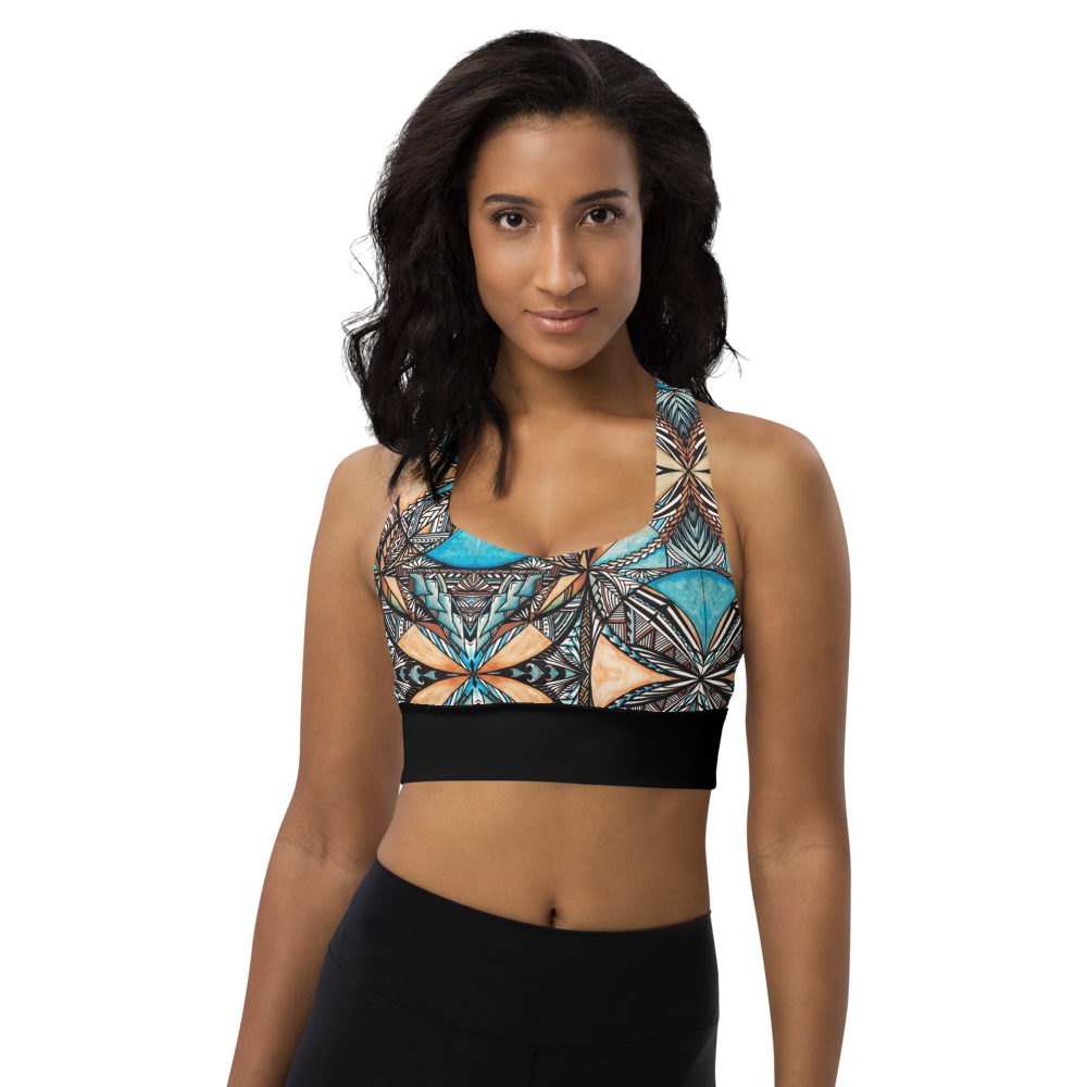 Samoan Blue Tapa sports bra