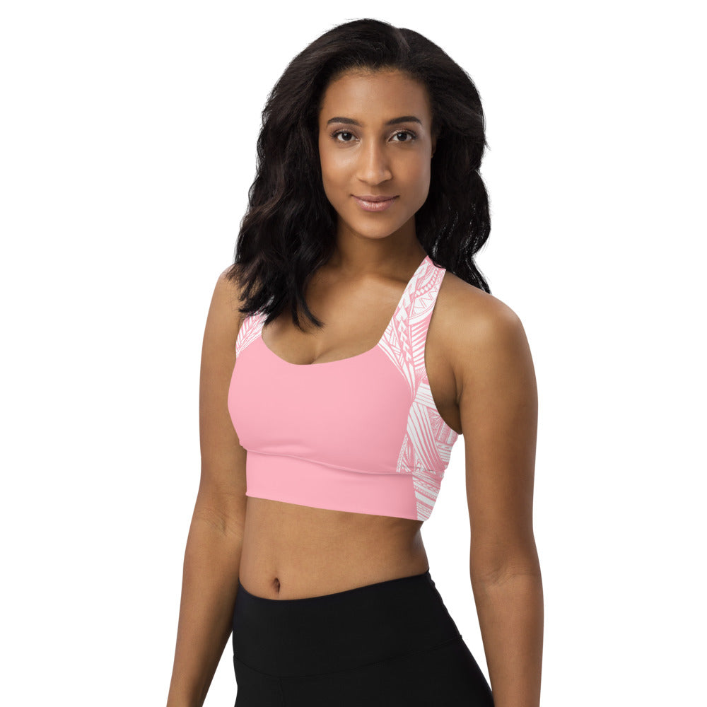 Samoan Tatau Strip Pink sports bra