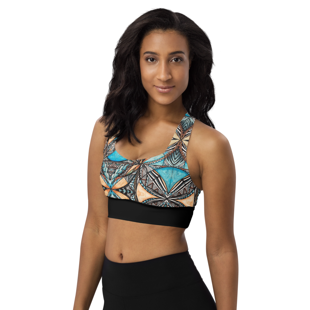 Samoan Blue Tapa sports bra