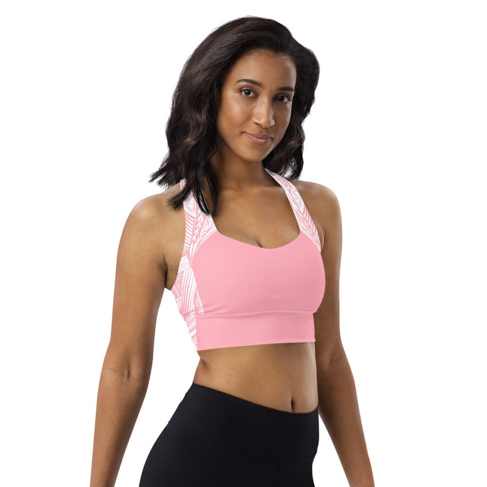 Samoan Tatau Strip Pink sports bra