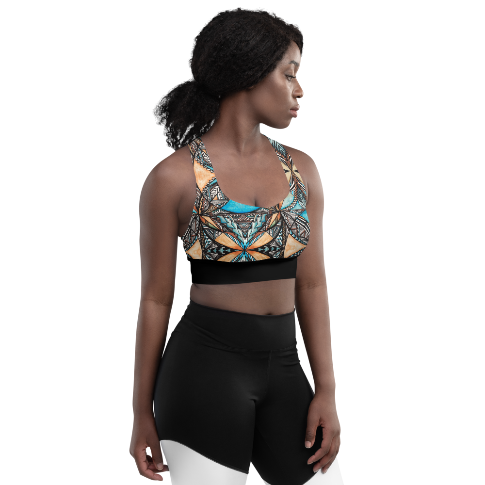 Samoan Blue Tapa sports bra
