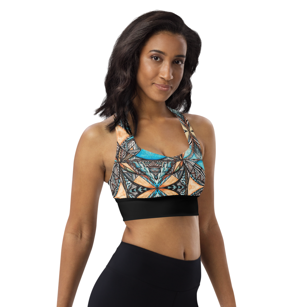 Samoan Blue Tapa sports bra