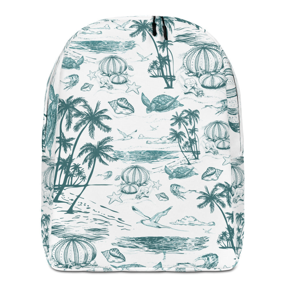 Teal Toile Minimalist Backpack
