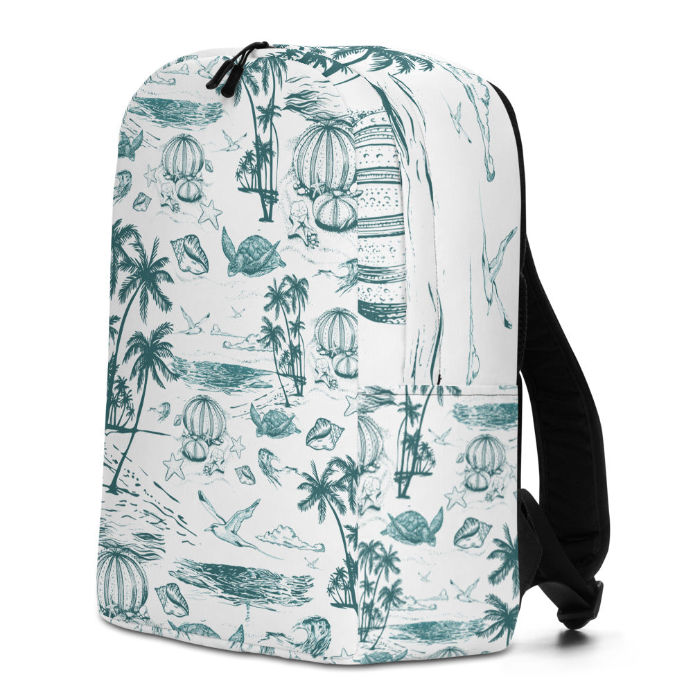 Teal Toile Minimalist Backpack