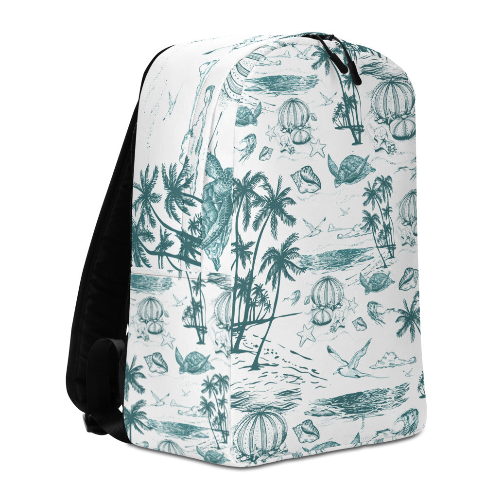 Teal Toile Minimalist Backpack