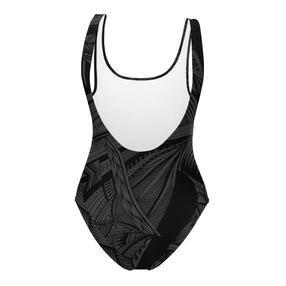 Black Tapa Tatau One-Piece Swimsuit
