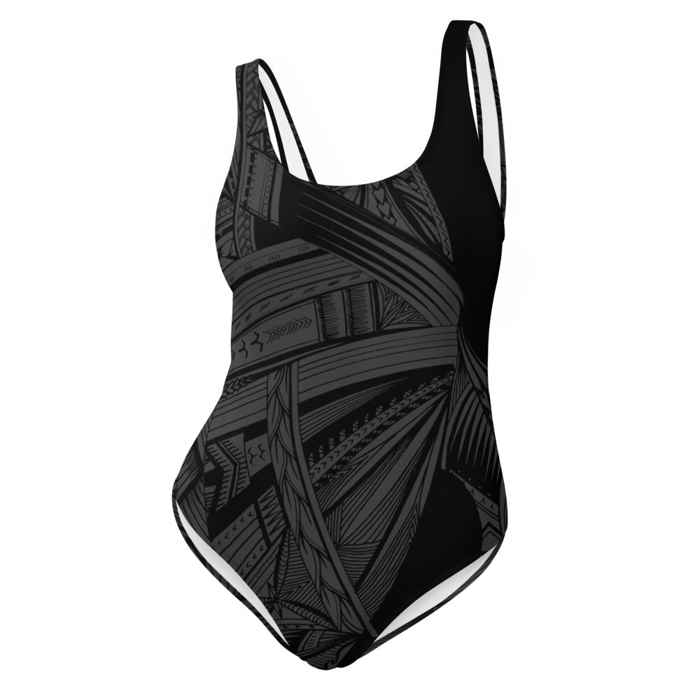 Black Tapa Tatau One-Piece Swimsuit