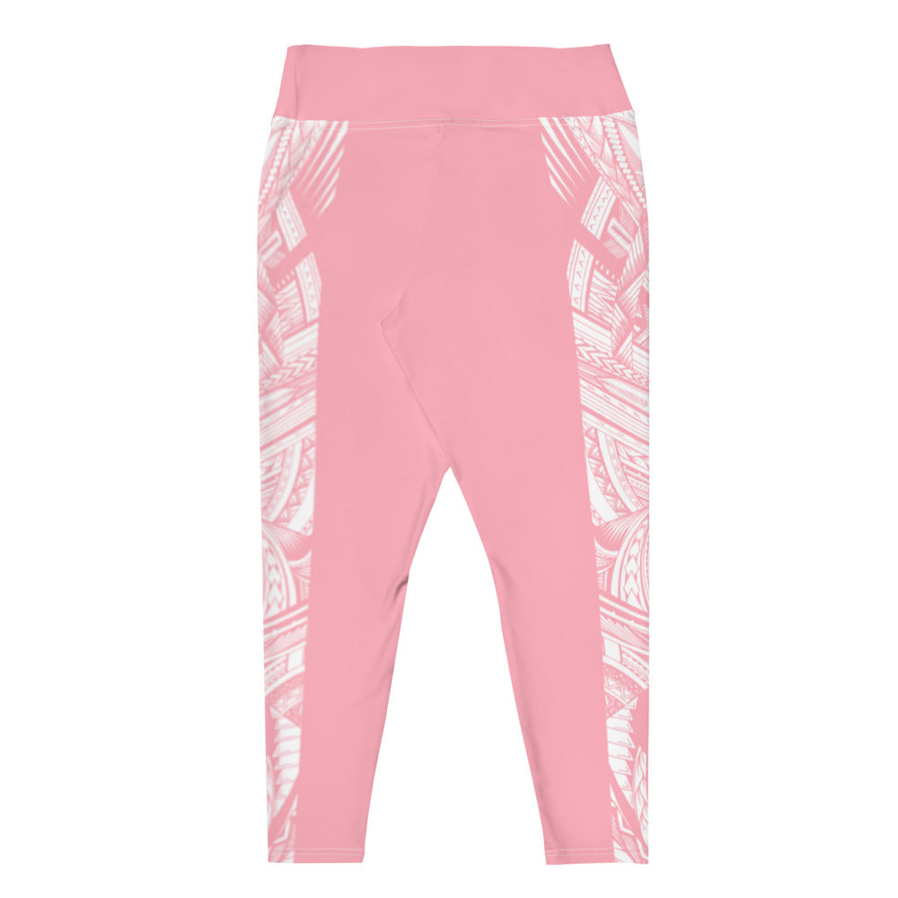 Samoan Tatau Pink Strip Plus Size Leggings